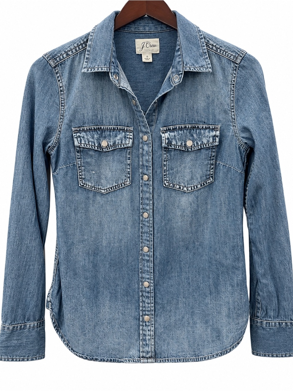 J.Crew Jean Button Down Pearl Clasp Buttons Size 0